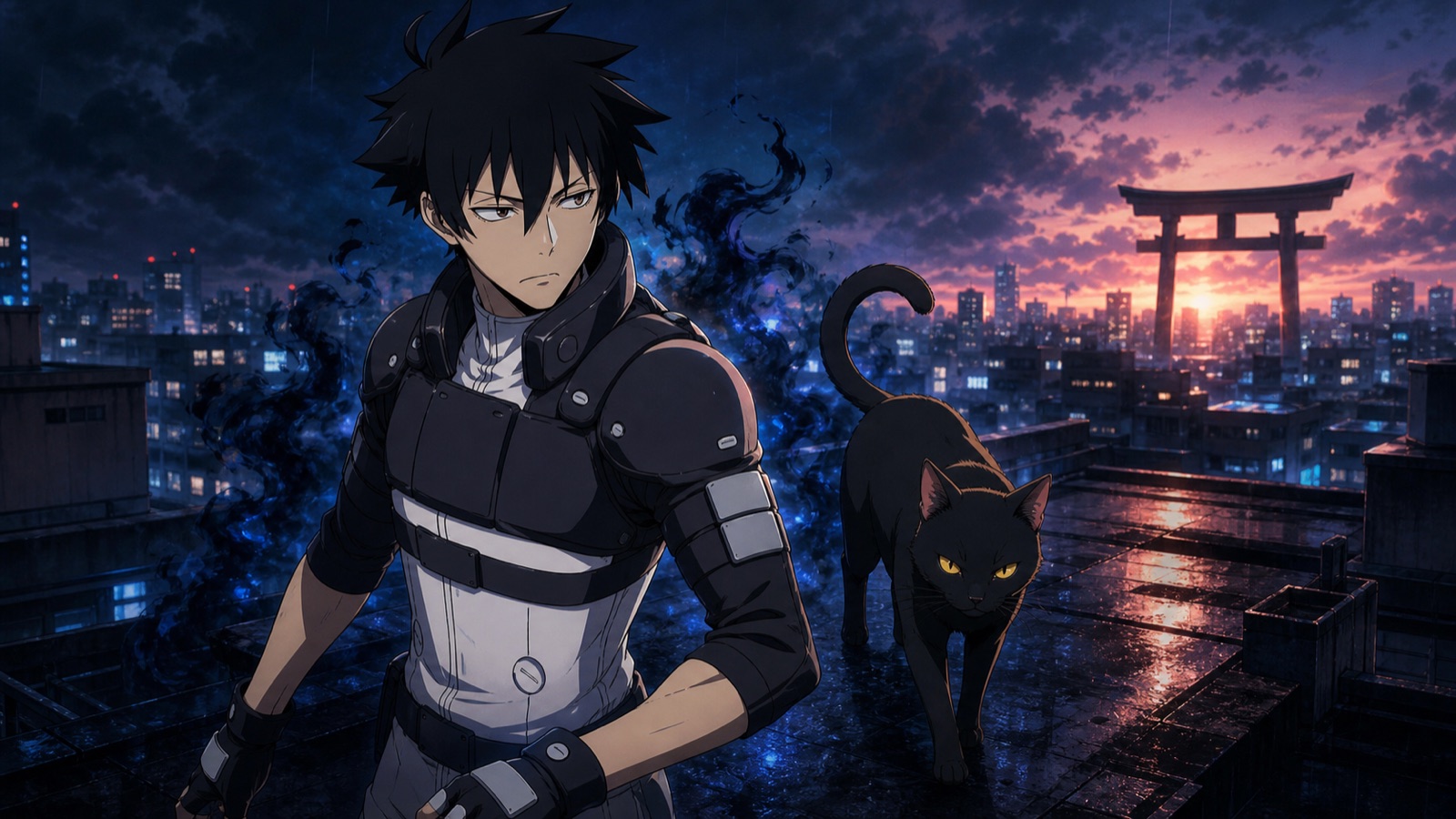 Jiro Azuma and Rago on a rooftop before a BLACK TORCH mission