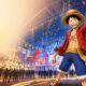 Luffy welcoming fans inside a large One Piece Day convention hall