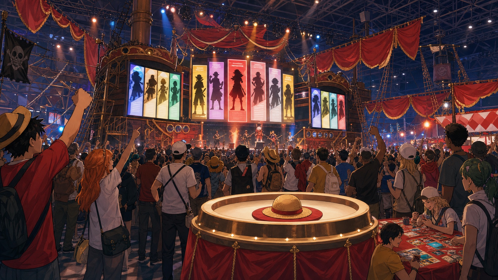 One Piece Day 2026 fan convention stage with a character poll presentation