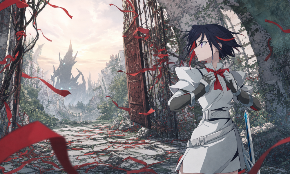 Princess Sapphire ties her red ribbon before confronting Nergal in The Ribbon Hero