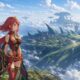 Rex and Pyra overlooking a Titan above the Cloud Sea in Xenoblade Chronicles 2